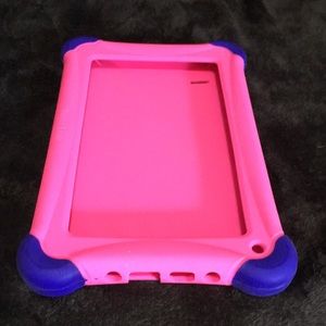 Visual Land child’s pink and purple silicone tablet holder cover